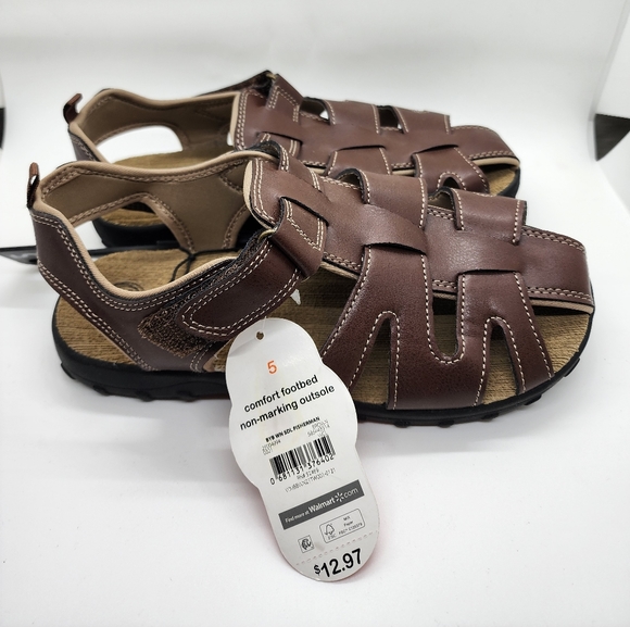 NWT Wonder Nation Brown Boys Fisherman Sandals - Picture 3 of 5